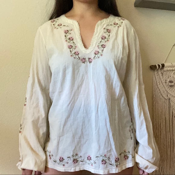 Lucky Brand Tops - LUCKY BRAND FLORAL EMBROIDERED BOHO BLOUSE